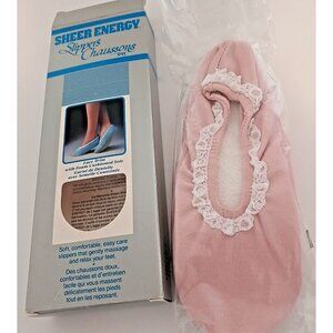 Vintage Sheer Energy Womens Slippers By L’eggs 1988 Pink Hoserie Open Box Unused